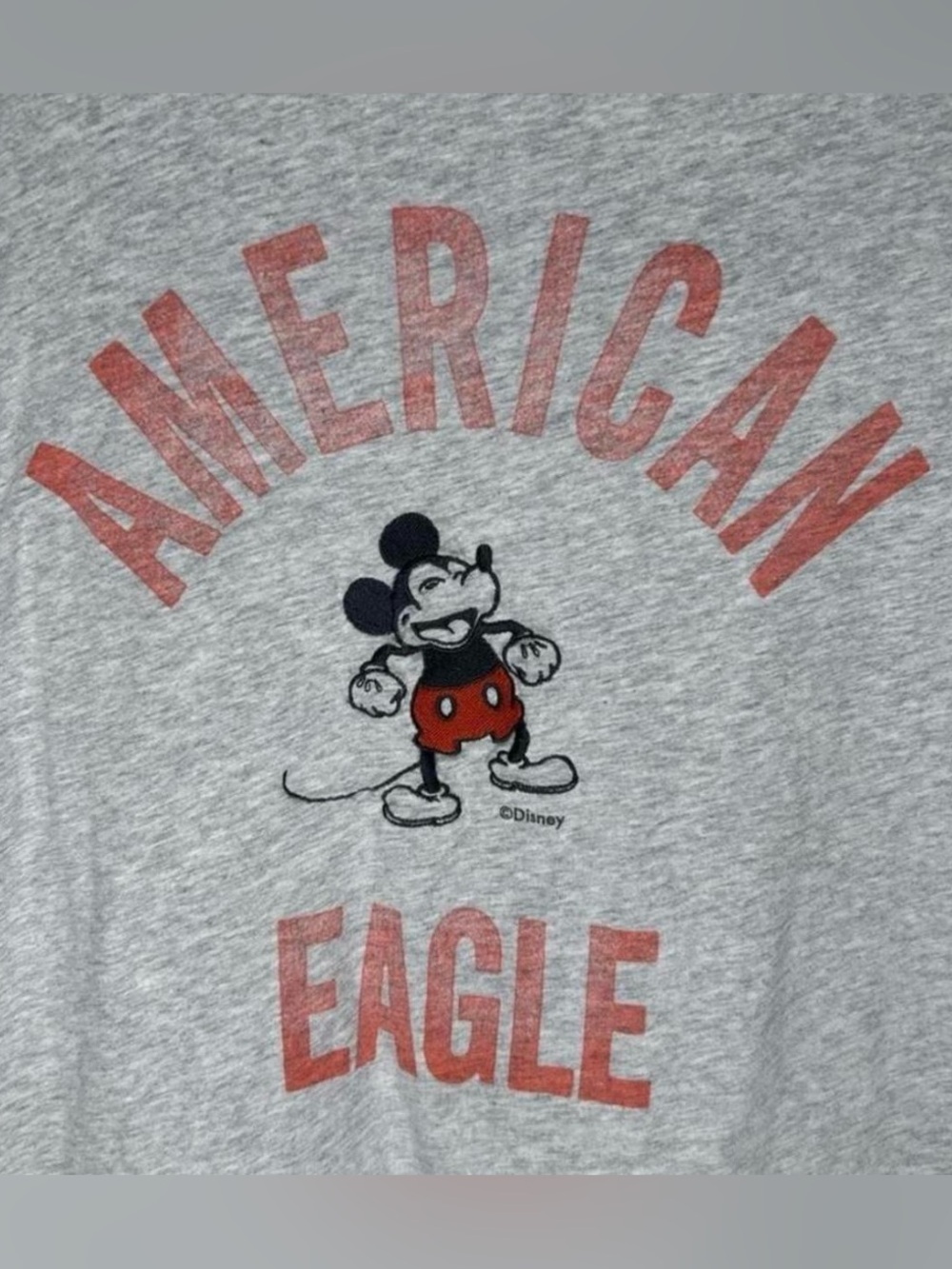 American Eagle Outfitters Gray Tee with Red Lettering and Mickey Graphic - Picture 2 of 7